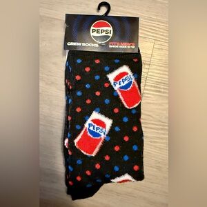 New - 1 Pair of Pepsi cola soda Crew Socks Men’s Shoe Size 6-12 Red blue Gift